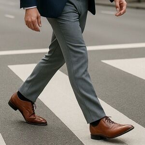 Perry Ellis Classic Brown Leather Oxford Dress Shoes Size 8.5 NWB